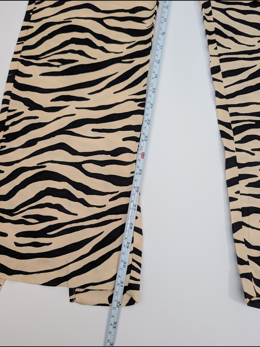 ZARA Women's Zebra Print Split Hem Straight-Leg Pants Viscose Beige Black S - Picture 11 of 13